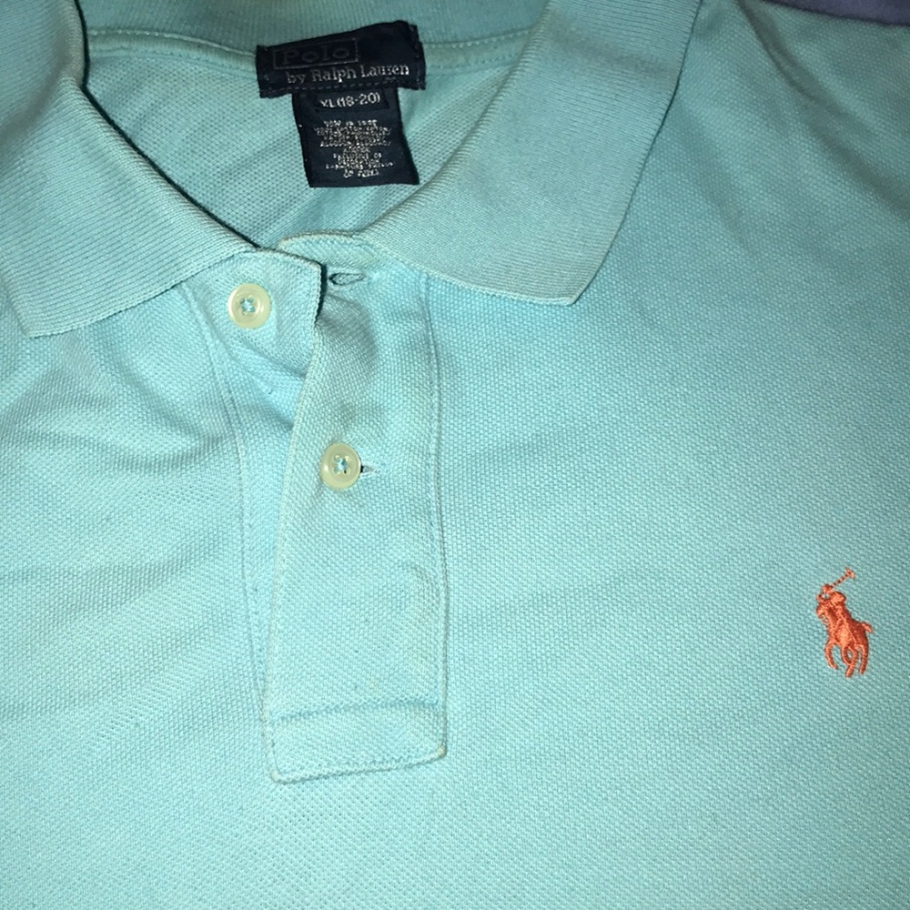Bright Light Blue Polo Shirt with Orange Horse